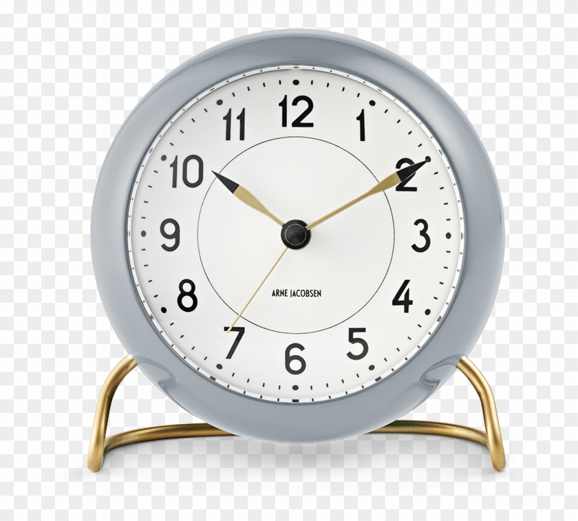 Station Table Clock Oe11 Cm Grey White Station - Arne Jacobsen Alarm Clock Clipart #5875123