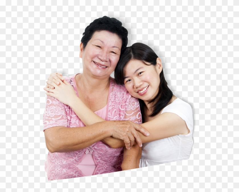 Asian Caregiver Hugging An Elderly - Home Helpers Clipart