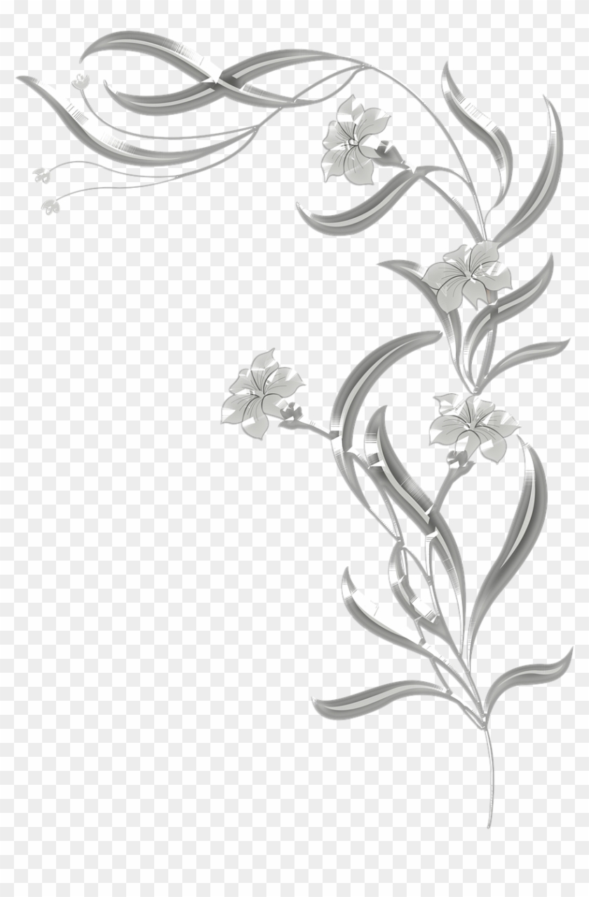 Floral Design, Windows Metafile, Download, Flower, - Black And White Flowers Png Clipart #5877295