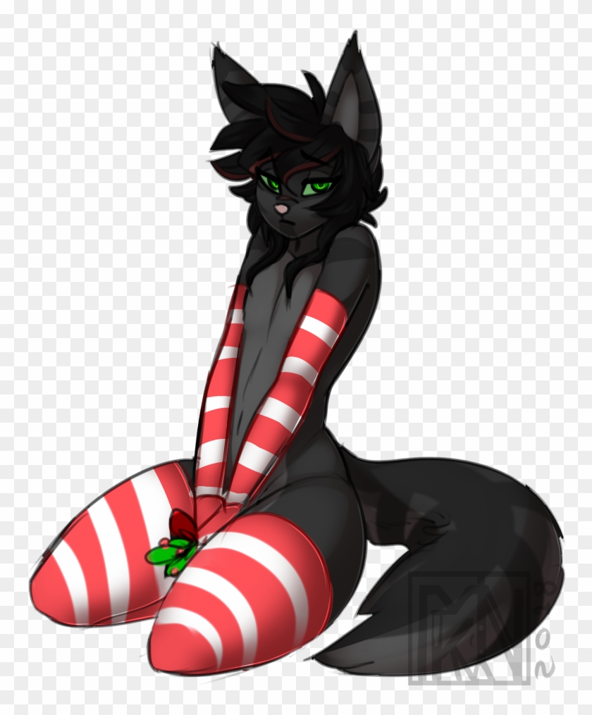 Xmas Mistletoe - Black Cat Clipart #5878273