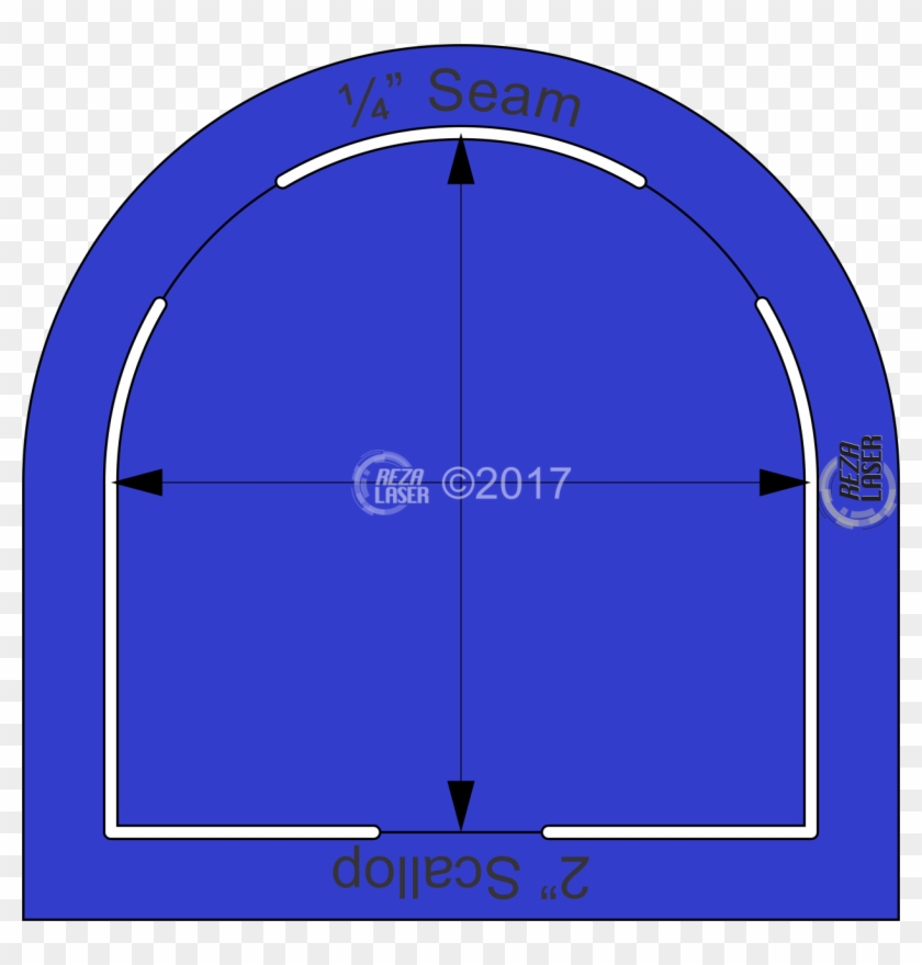 Scallop 2″ Inch Acrylic Template Keyhole With ¼” Seam - Circle Clipart
