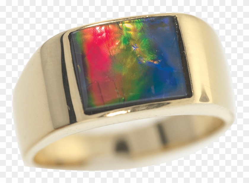 14k Yellow Gold Rectangle Martin Ring By Korite Ammolite - Pre-engagement Ring Clipart #5881118
