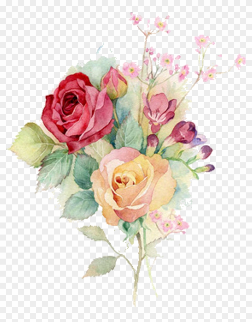 #ftestickers #watercolor #flowers #roses - Rose Watercolor Painting Png Clipart #5881783