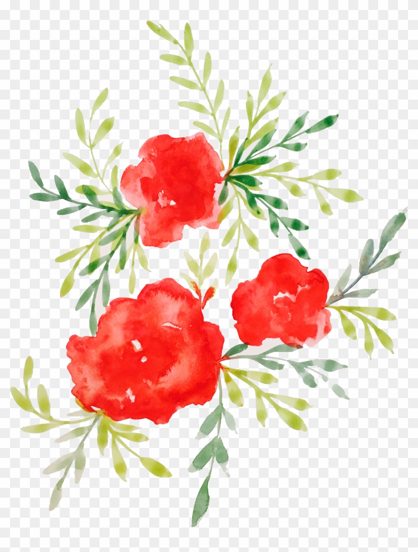 Watercolor Roses - Watercolor Red Flowers Transparent Clipart #5881986