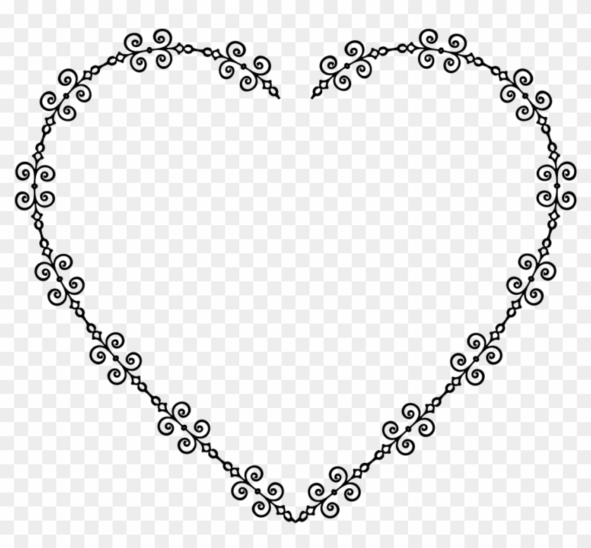 Png Free Onlinelabels Clip Art Heart Frame Details - Heart Bw Png Transparent Png #5882422