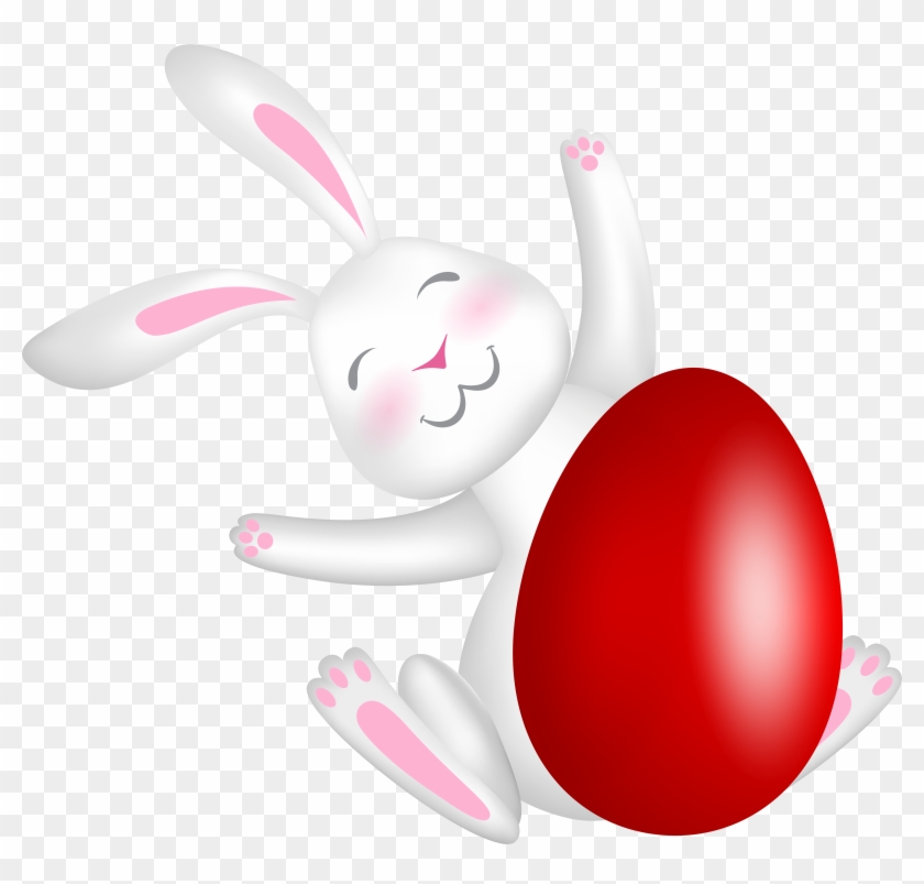 Bunny With Red Egg Clip Art Image Ⓒ - Png Download #5882721