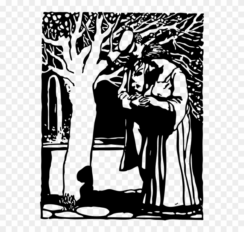 Couple Man Woman Black And White Together Pair - Silhouette Clipart #5882804