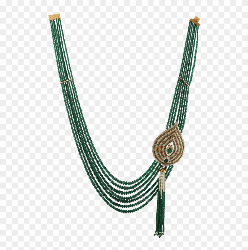 String Of Emrald Beeds With A Side Brroch Studded With - Necklace Clipart