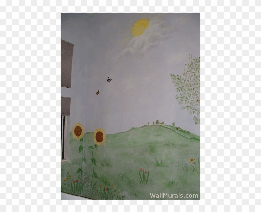 Sunflower Wall Mural In Girls Room - Painting Clipart