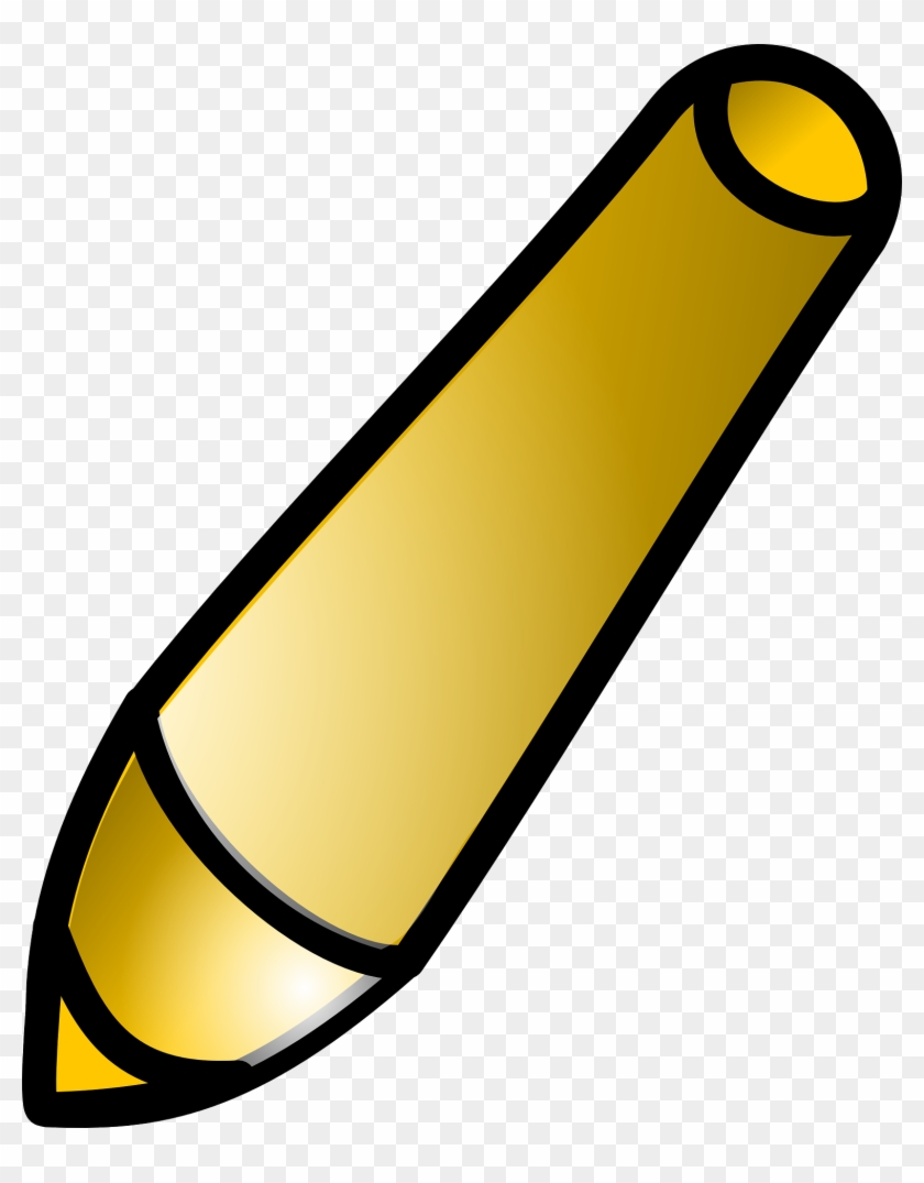 Gold Pencil Drawing - Golden Pen Clip Art - Png Download