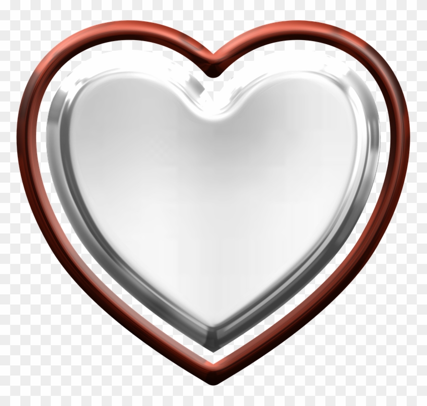 Heart, Metallic, Valentine, Love, Metal, Red, Silver - Red And Silver Heart Png Clipart