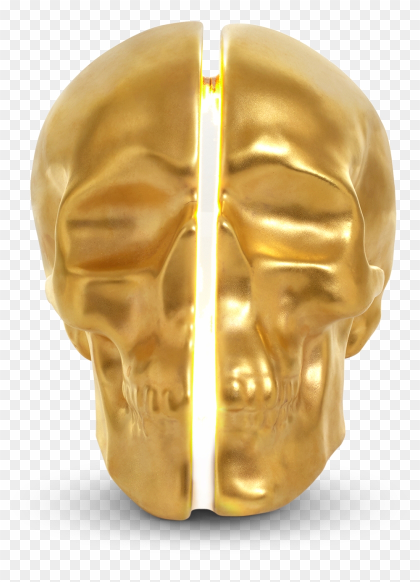 Yorick Skull Lamp, 24kt Gold Hand Painted-0 Clipart #5886721