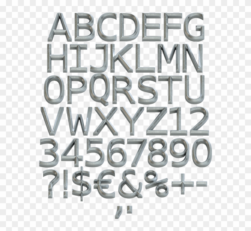 Metal Bevel Font - Metal Alphabet Transparent Clipart