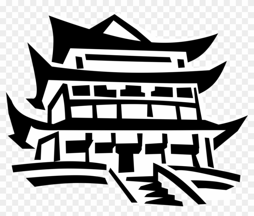 Vector Illustration Of Asian Japanese Or Chinese Pagoda Clipart #5887073