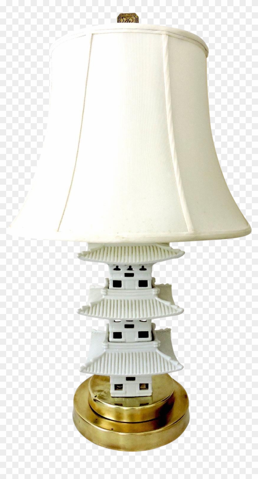Vintage Chinese Blanc De Chine White Pagoda Table Lamp - Lampshade Clipart