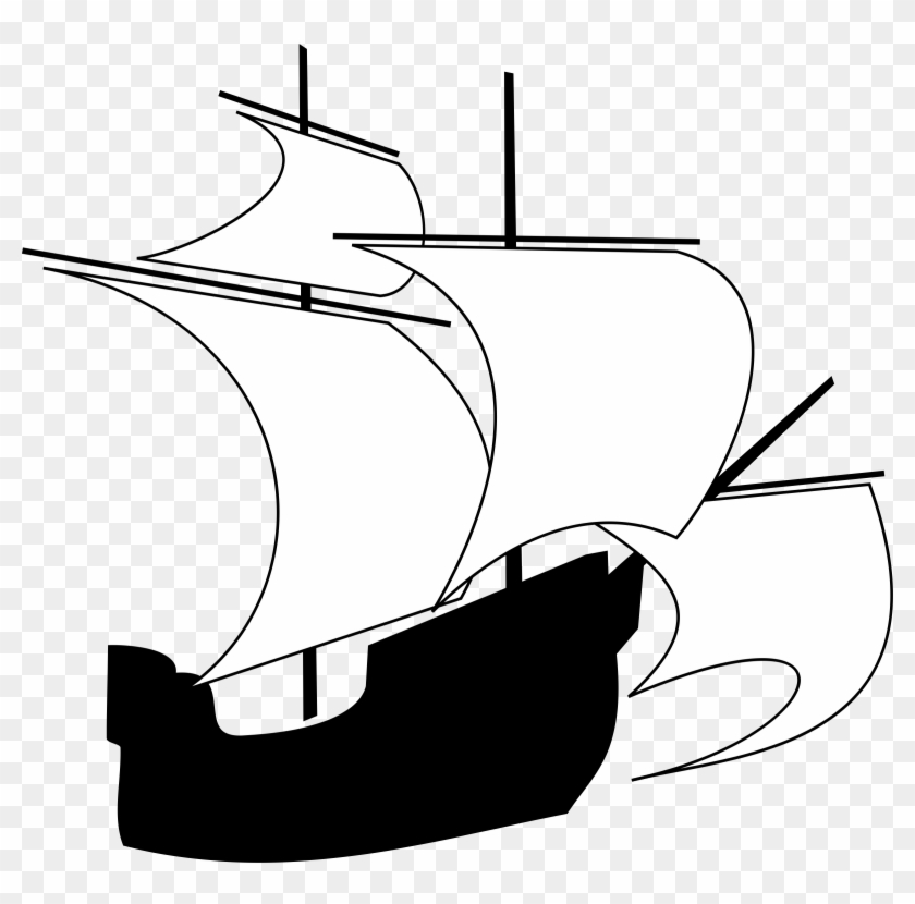 Sail Ship Masts Outline Big Image Png Ⓒ - Sail Clipart #5888525