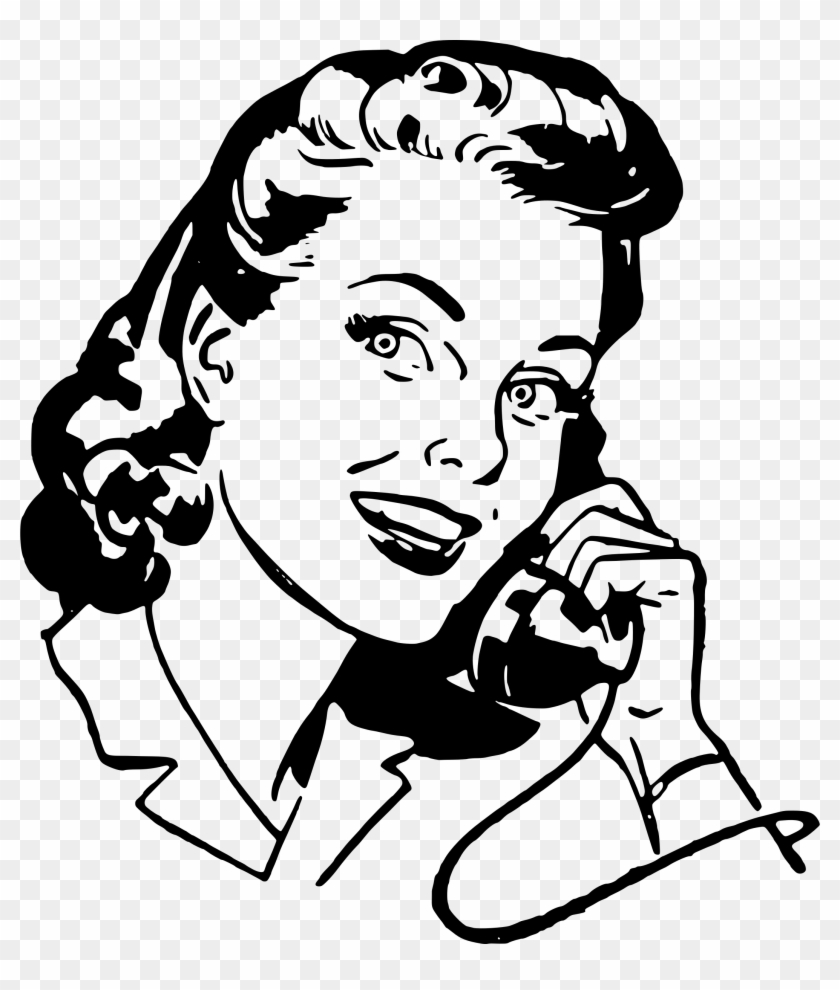Speaker Clipart Retro - Retro Woman On Phone - Png Download
