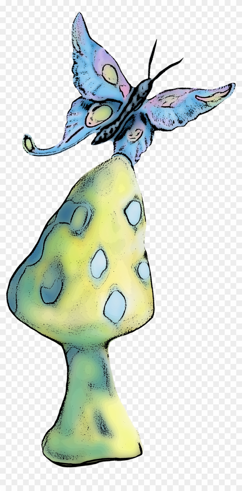 Butterfly Mushroom Clip Art In - Cartoon - Png Download