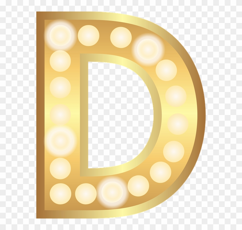D, Glamour, Gold, Lights, Theater Letter, Alphabet - Circle Clipart #5891992