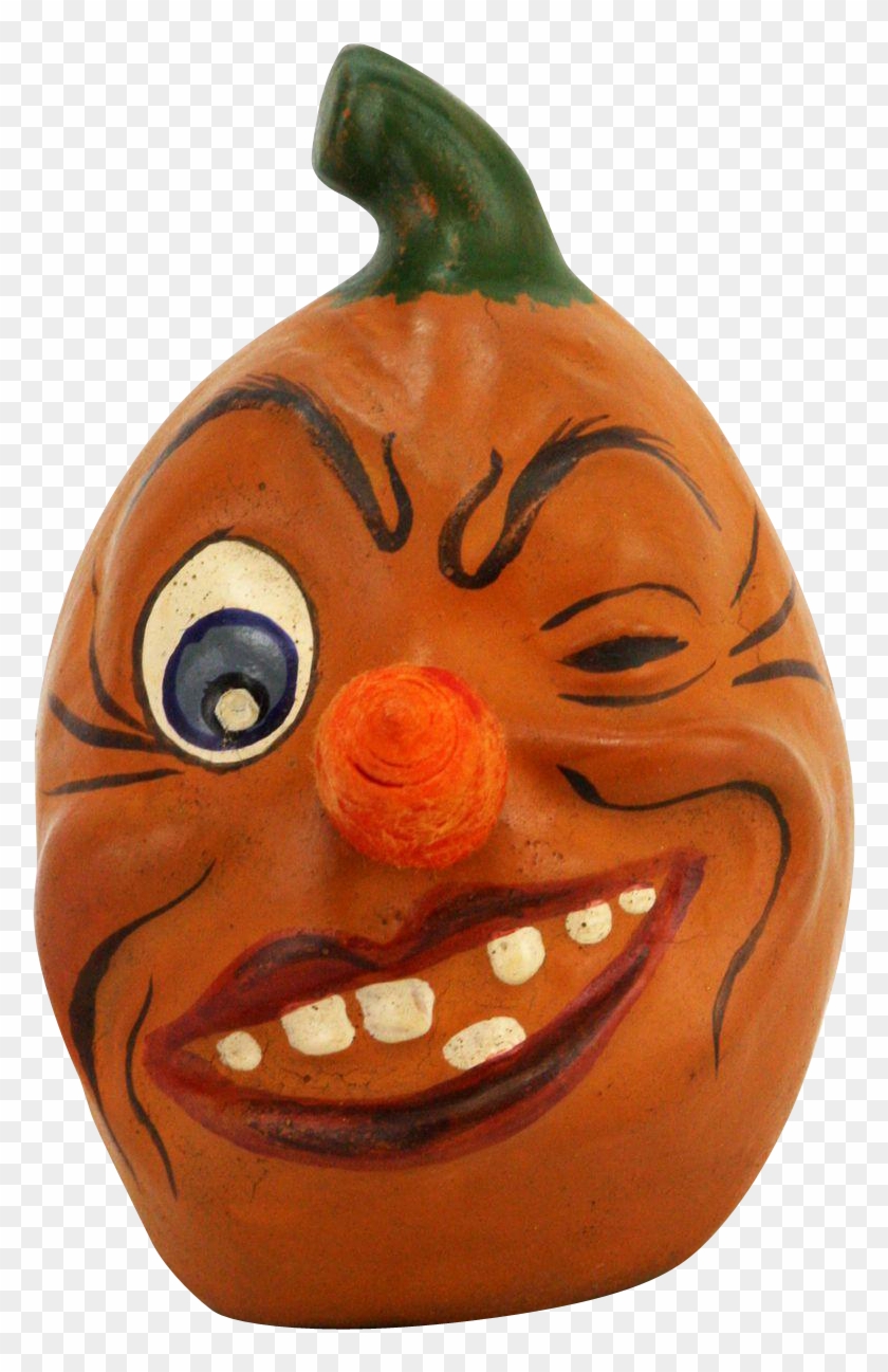 Antique German Halloween Pumpkin Head Candy Container - Vintage Jack O Lantern For Sale Clipart