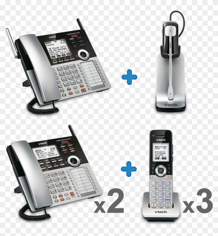 4 Line Small Business Phone System Office Bundle 2 - Vtech Main Console Dect 6.0 4 Line Expandable Small Clipart