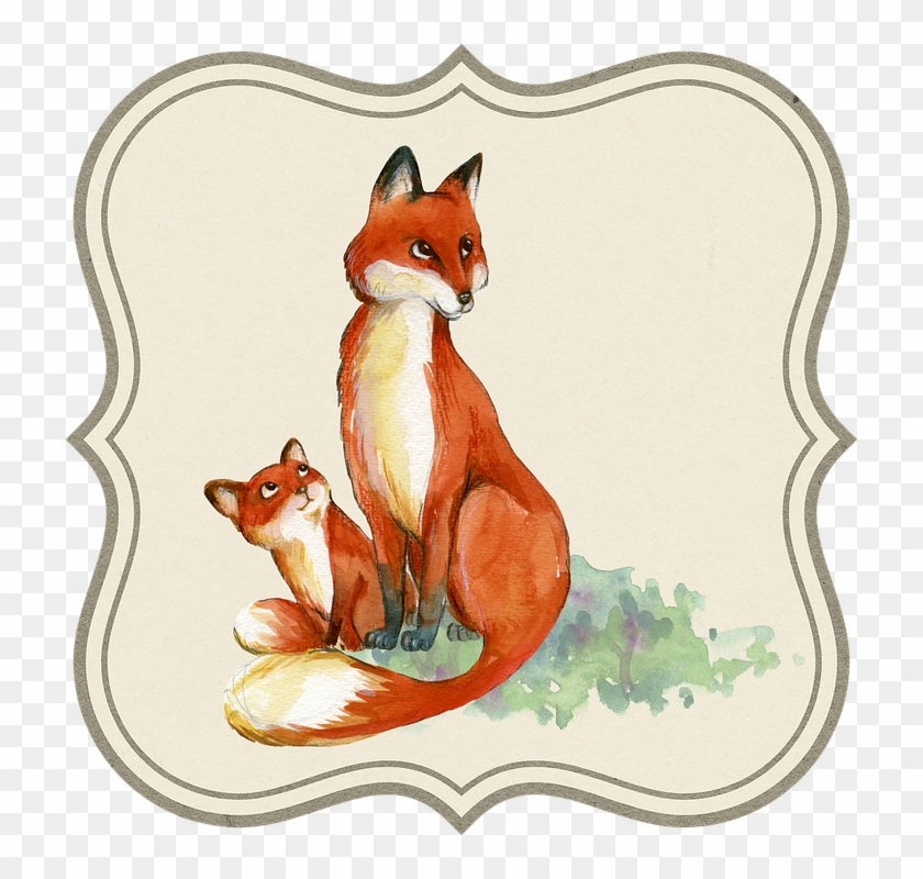 Jackal Animal Baby Nature Tag Label Drawing - Vintage Printable Hot Air Balloon Clipart #5893778