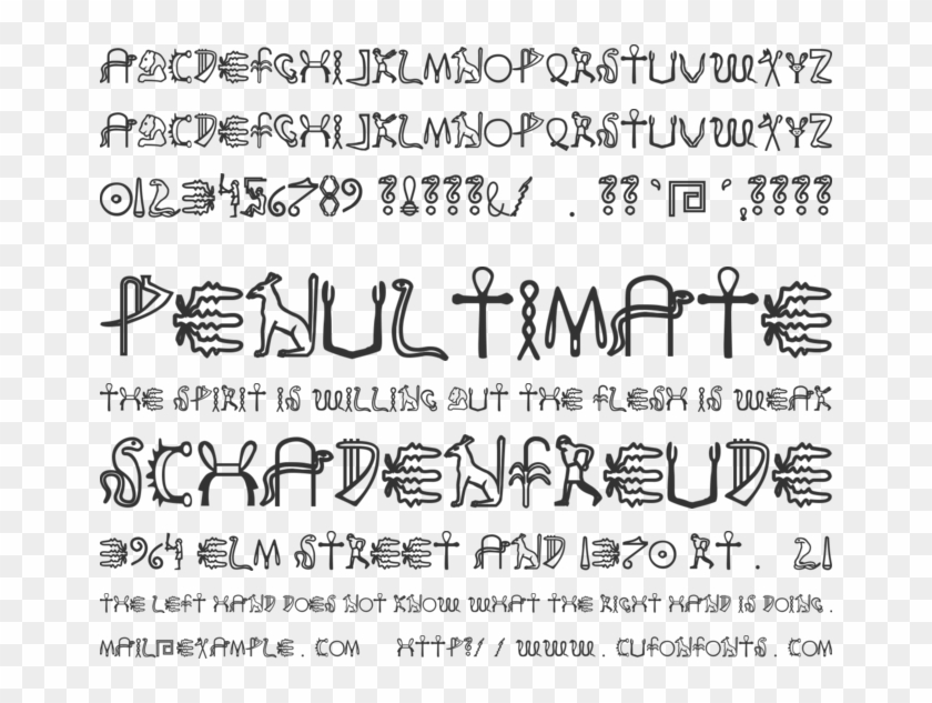 Fake Hieroglyphs Font Preview - Myriad Font Clipart