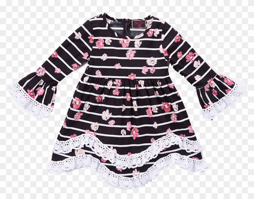 Black Floral Lace Trim A-line Dress , Png Download - Puerta De Medio Punto Clipart #5897500