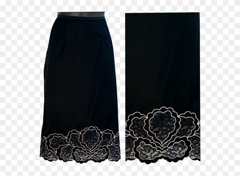 1960s Fancy Black Nylon Half Slip Medallion Lace Trim - Skirt Clipart #5897742