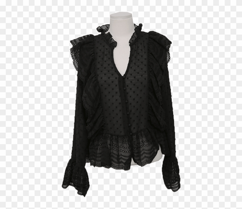 Frilled Lace Trim Sheer Blouse By Stylenanda - Blouse Clipart