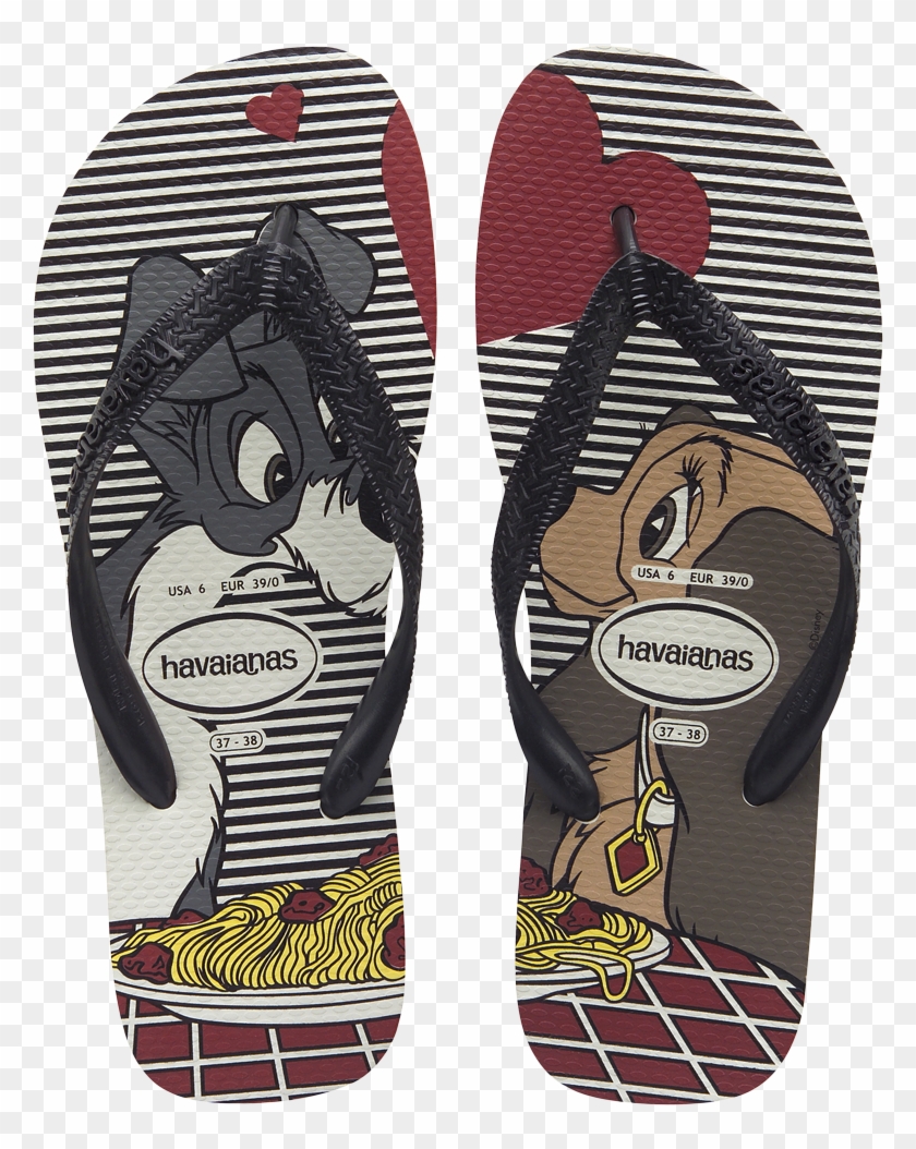 Havaianas Lady And The Tramp Valentines Day Flip Flops - Disney Havaianas Adults Clipart