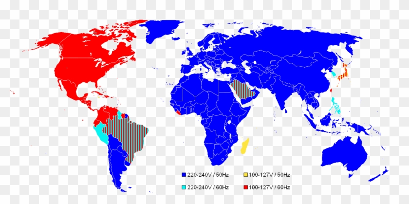 World Map Of Mains Voltages And Frequencies, Simplified - 50 Hz 60 Hz Countries Clipart