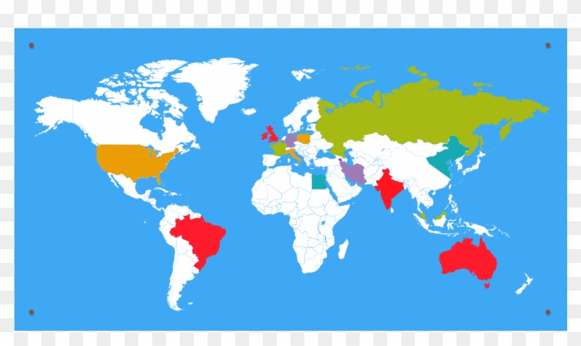 Fruity World Map - World Map On A Blue Background Clipart