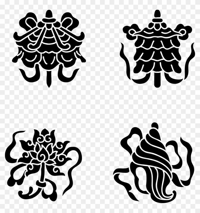 8 Auspicious Symbols Of Buddhism Graphic Clipart