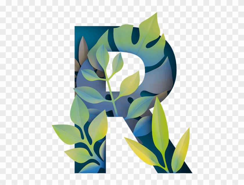 Green Organic Paper Jungle Font - Floral Design Clipart