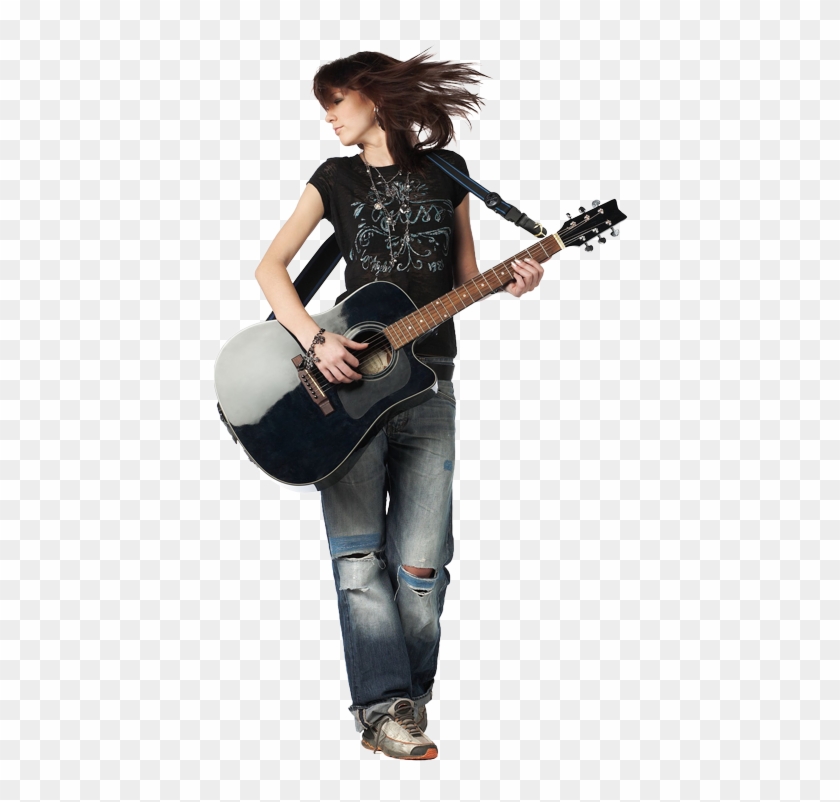 Girl Playing An Acoustic Guitar - Electric Guitar Player Png Clipart #597246