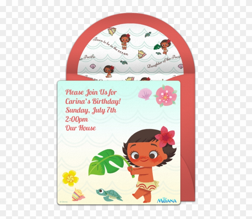 Baby Moana Online Invitation - Moana Baby Invitation For Christening Clipart #597444