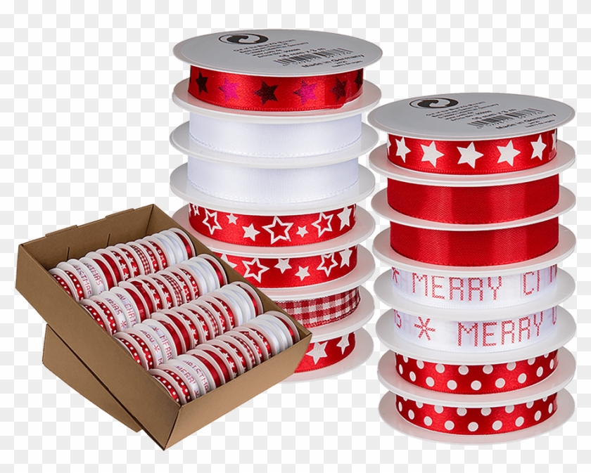 Red/white Coloured Ribbon - Box Clipart