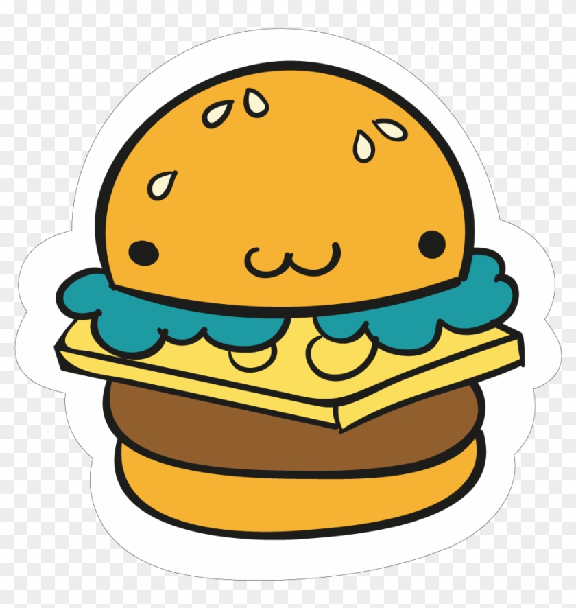 Cartoon Burger Png - Burger Sticker Png Clipart #5901153
