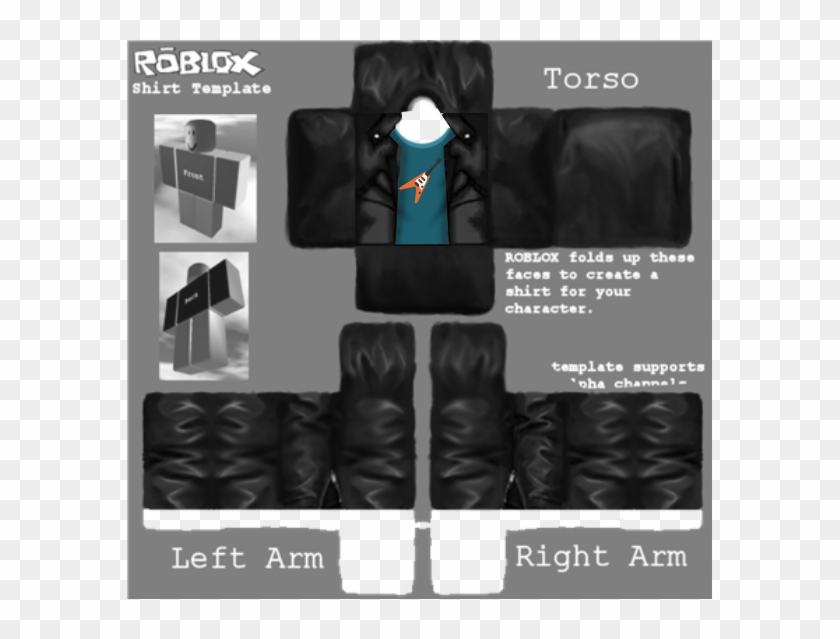 Guitar Tee With Black Jacket - Roblox Shirt Template Supreme Clipart #5901845