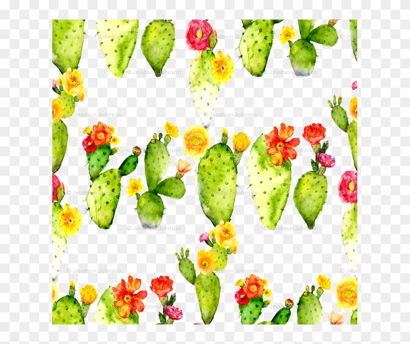 Prickly Pear Watercolor Cactus On White Wallpaper Clipart
