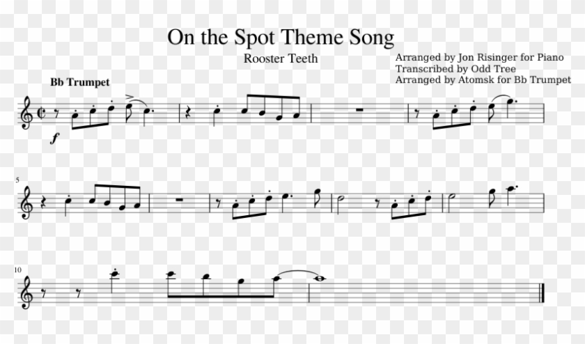 On The Spot Theme Song Sheet Music For Trumpet Download - Isoelectric Point Clipart