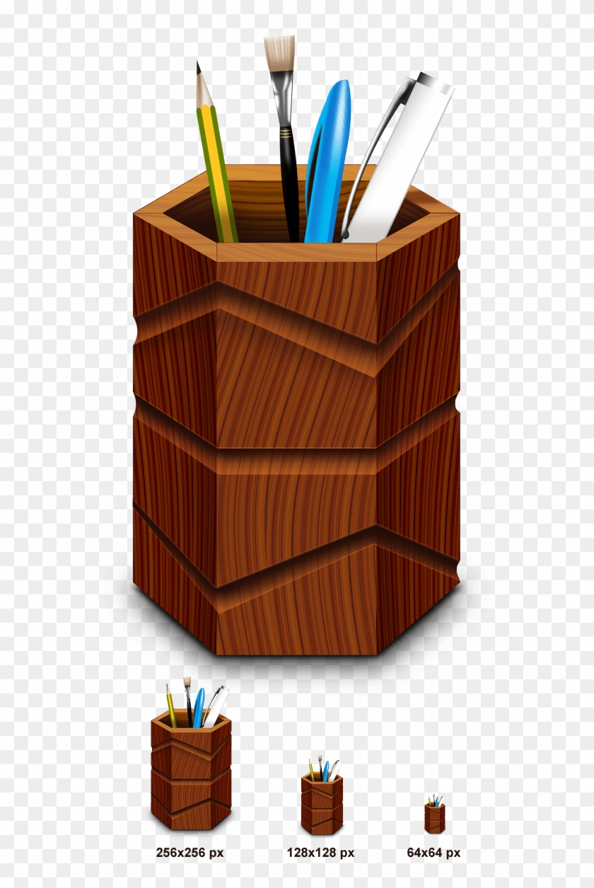 Preview Of Wooden Pen Stand - Pen Stand Png Clipart