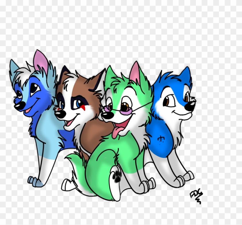 Anime Wolf Pups Playing - Cartoon Clipart