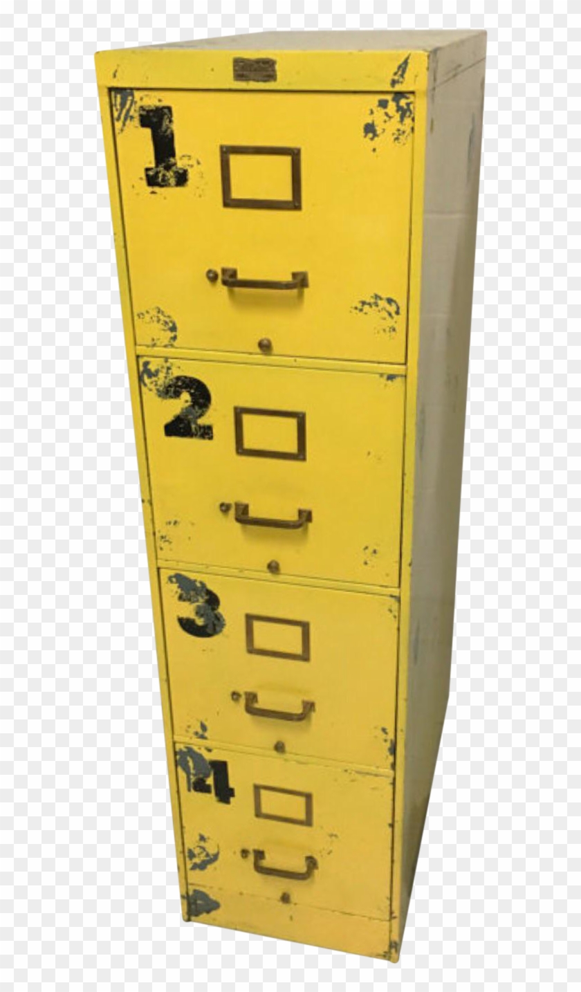 Vintage Yellow File Cabinet With Numbers Chairish - Locker Clipart