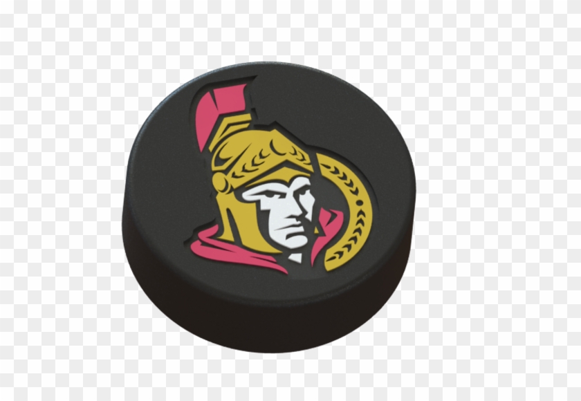 Ottawa Senators Logo On Ice Hockey Puck 3d Print - Ottawa Senators Clipart #5906399