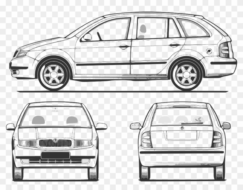 Automobile Car Suv Station Wagon Transportation - Skoda Fabia Combi Blueprint Clipart