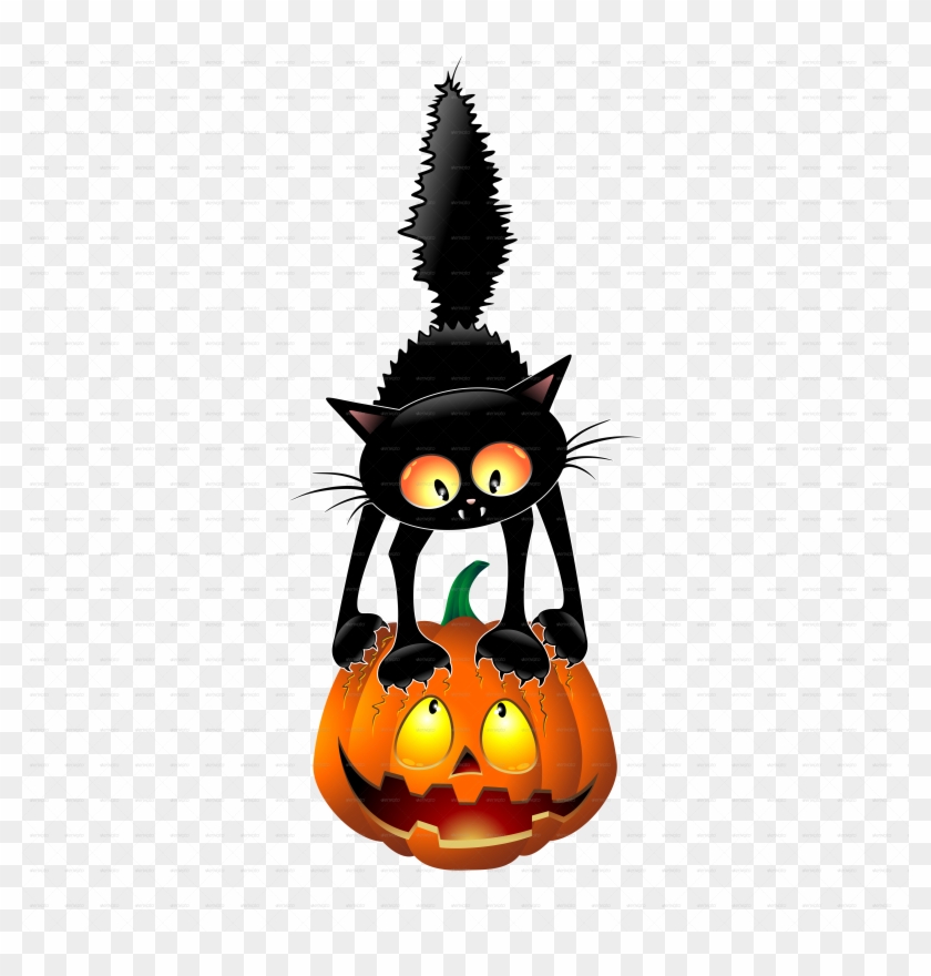 Cartoon Halloween Pumpkins Black Cats 138843 - Small Halloween Clip Art - Png Download