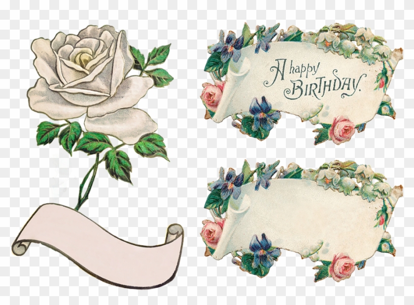 Banner Flowers Rose Clip Art Transparent Isolated - Birthday - Png Download
