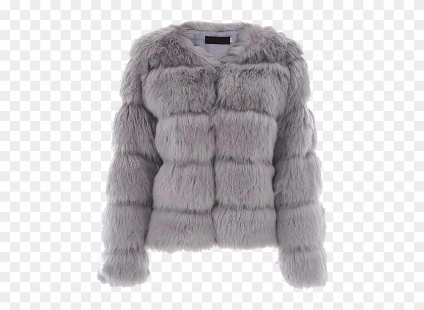 Grey Faux Fur Jackets Clipart #5917177